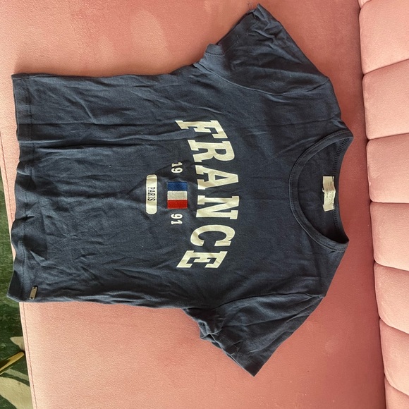 Navy France Graphic cropped tshirt - Picture 1 of 4